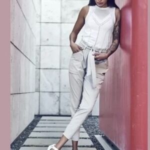 Athleta Skyline Pants Women's 8 Tall Gray Athleisure High Rise Minimalist Active